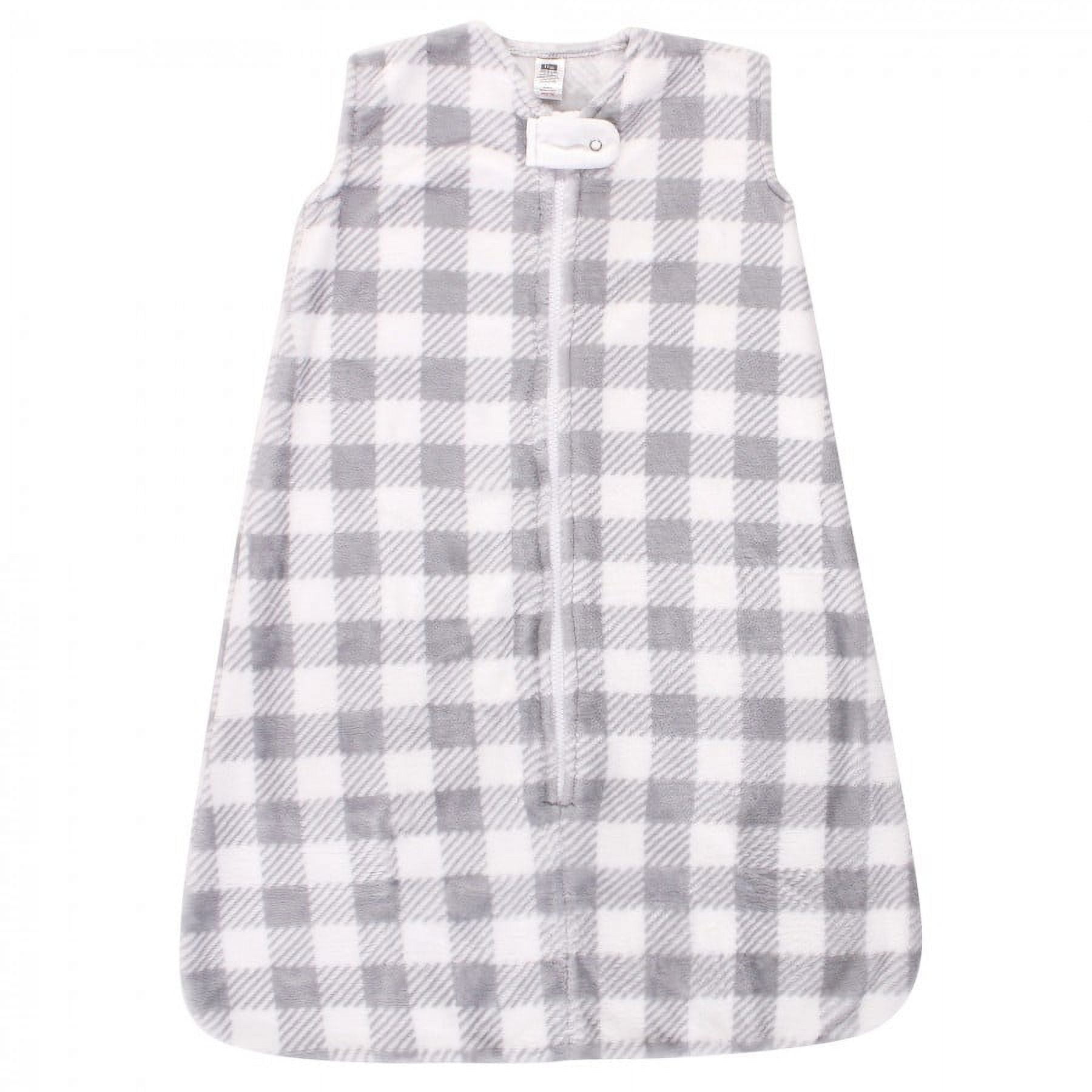 Hudson Baby Infant Plush Sleeping Bag, Sack, Blanket, Gray Plaid, 6-12 Months