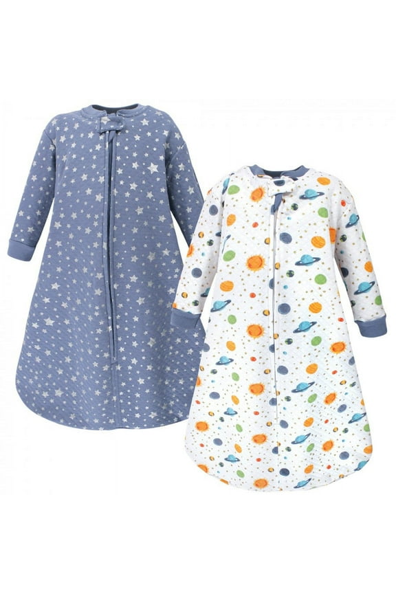 Infant Premium Quilted Long Sleeve Sleeping Bag and Wearable Blanket, Space 2-Pack, 0-6 Months