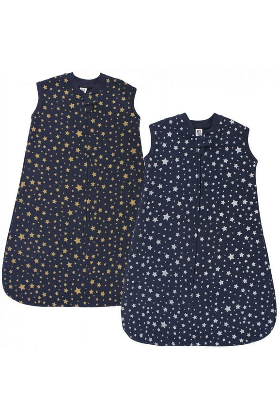 Infant Premium Quilted Sleeveless Sleeping Bag and Wearable Blanket, Metallic Stars, 6-12 Months