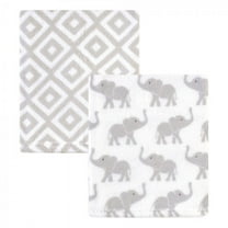 Hudson Baby Infant Silky Plush Blanket, Gray Elephants, 30x36 inches
