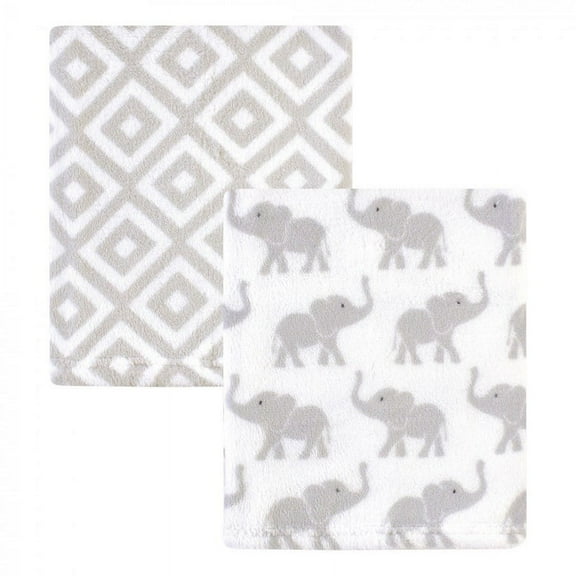 Hudson Baby Infant Silky Plush Blanket, Gray Elephants, 30x36 inches