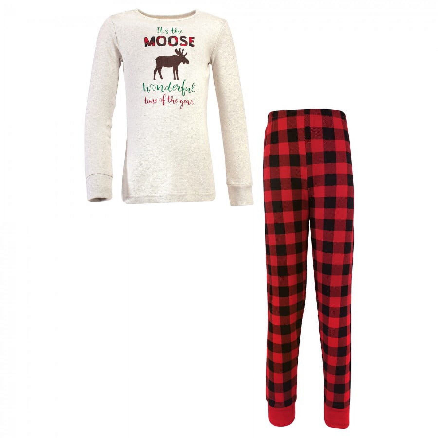 Hudson Baby Infant, Toddler and Kids Unisex Holiday Pajamas, Moose Wonderful Time Kids, 6 Years
