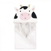 Hudson Baby Unisex Baby Cotton Poly Animal Face Hooded Towel, Cow, One Size