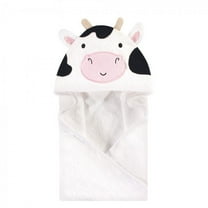 Hudson Baby Infant Unisex Cotton Animal Face Hooded Towel, Cow, One Size