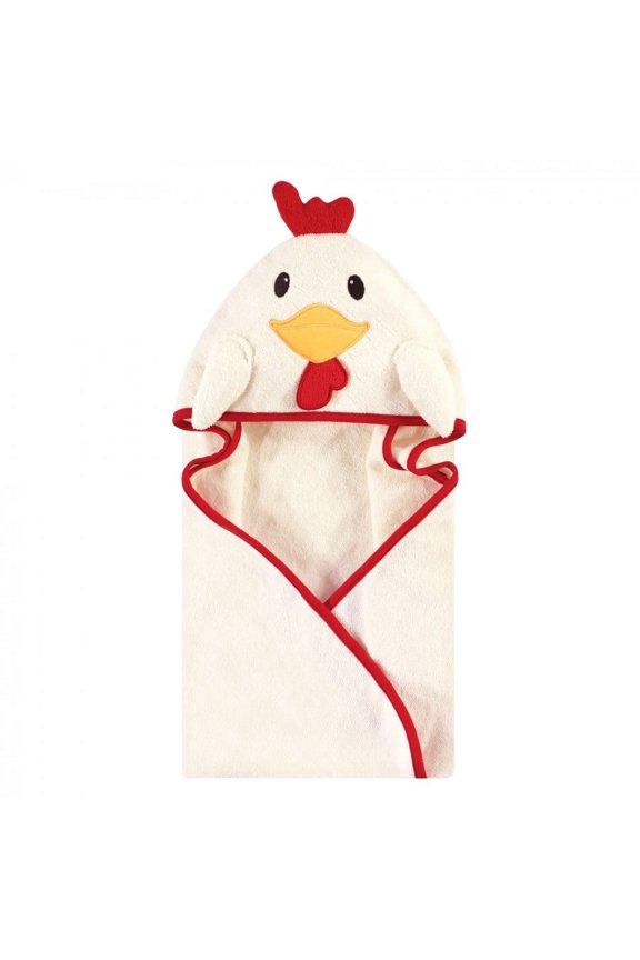 Infant Unisex Cotton Animal Face Hooded Towel, Rooster, One Size