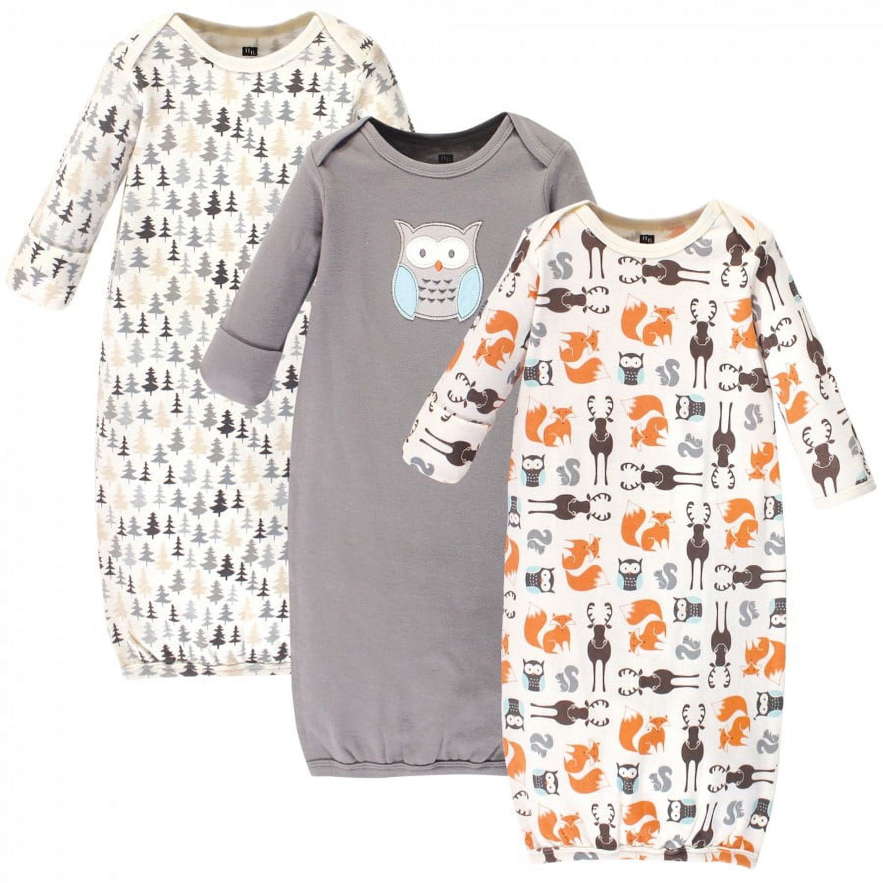 Hudson Baby Infant Unisex Cotton Gowns, Unisex Owl, 0-6 Months