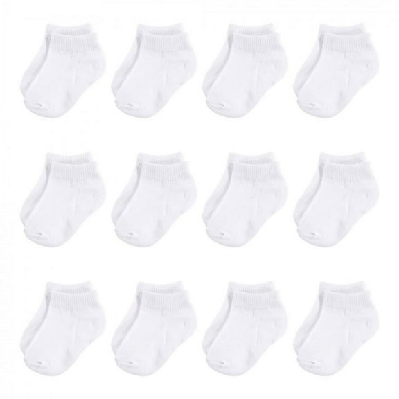 Hudson Baby Infant Unisex Cotton Rich Newborn and Terry Socks, White No-Show, 0-6 Months