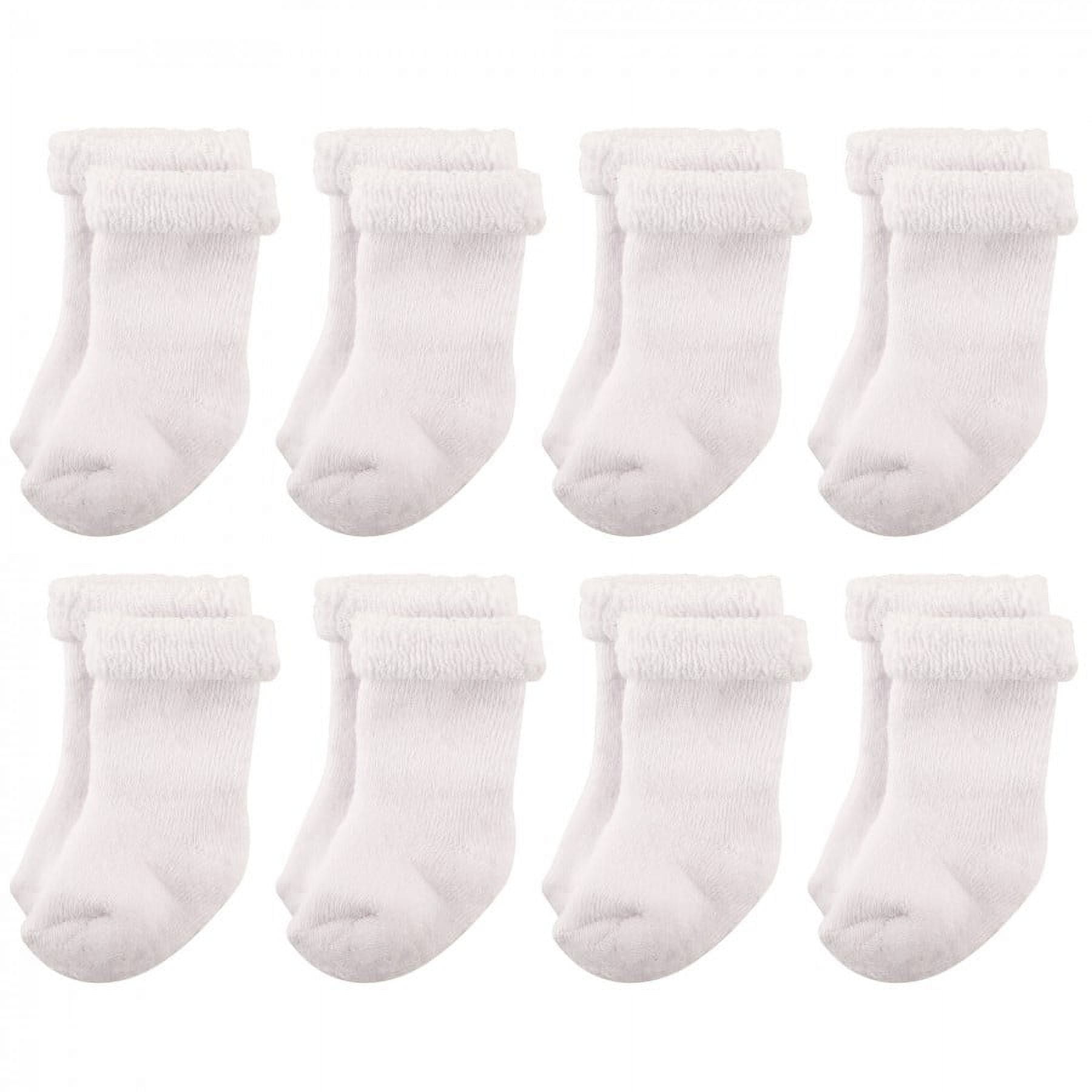 Hudson Baby Infant Unisex Cotton Rich Newborn and Terry Socks, White Terry, 12-24 Months