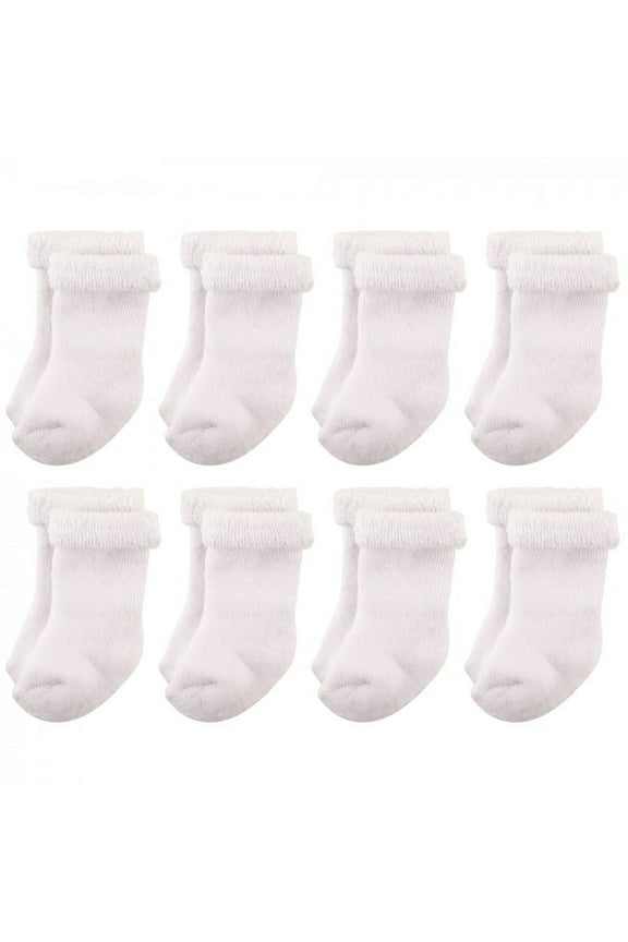 Infant Unisex Cotton Rich Newborn and Terry Socks, White Terry, 12-24 Months