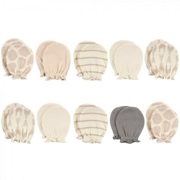 Hudson Baby Infant Unisex Cotton Scratch Mittens, Modern Giraffe, 0-6 Months