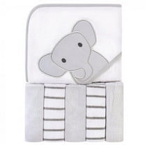 Hudson Baby Infant Unisex Hooded Towel and Five Washcloths, Modern Elephant, One Size
