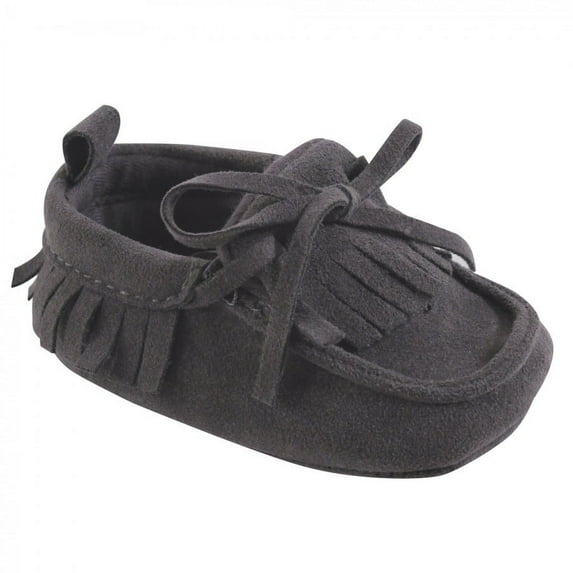 Hudson Baby Infant Unisex Moccasin Shoes, Charcoal, 0-6 Months