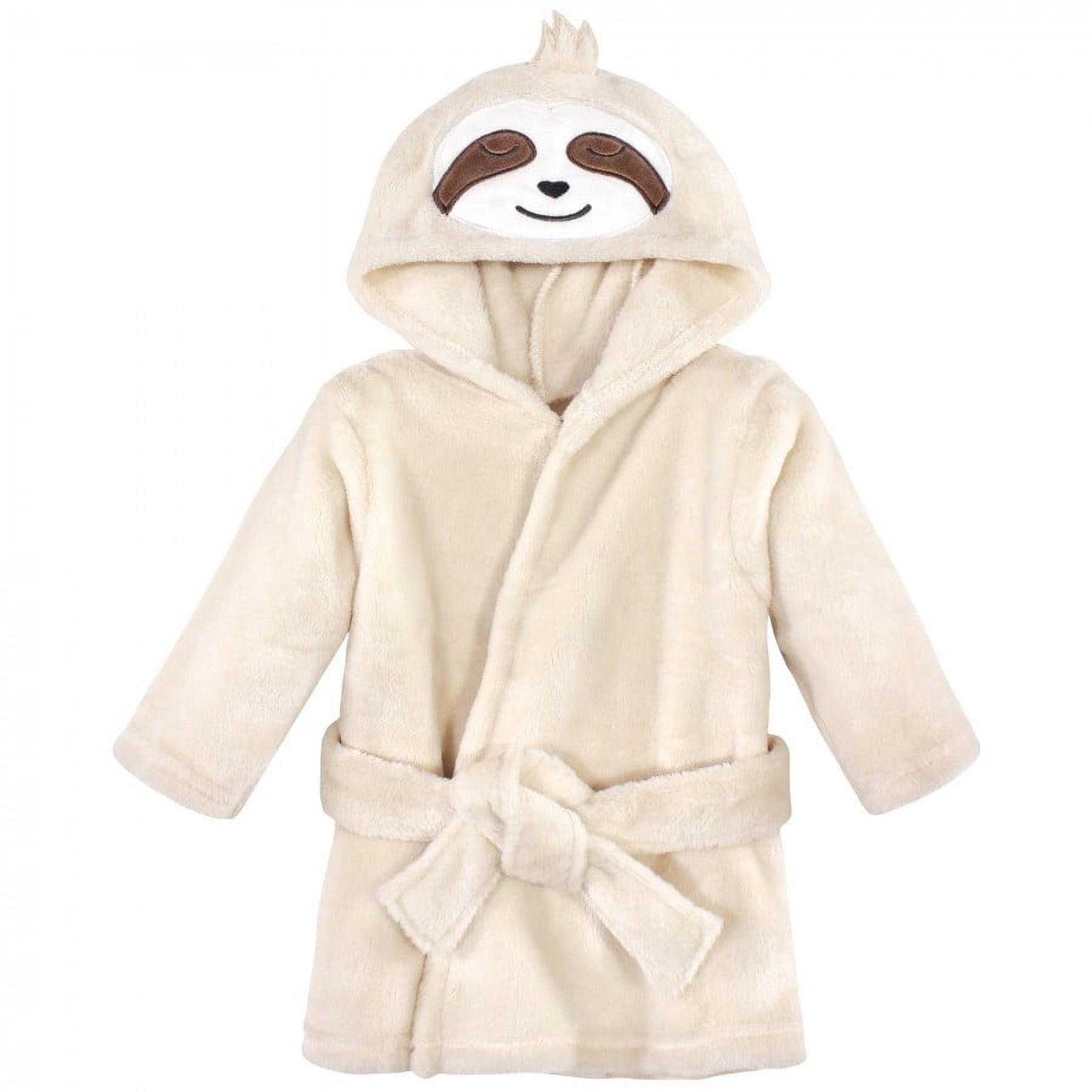 Hudson Baby Infant Unisex Plush Animal Face Bathrobe, Sloth, 0-9 Months