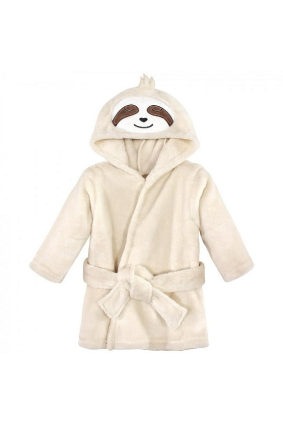 Infant Unisex Plush Animal Face Bathrobe, Sloth, 0-9 Months