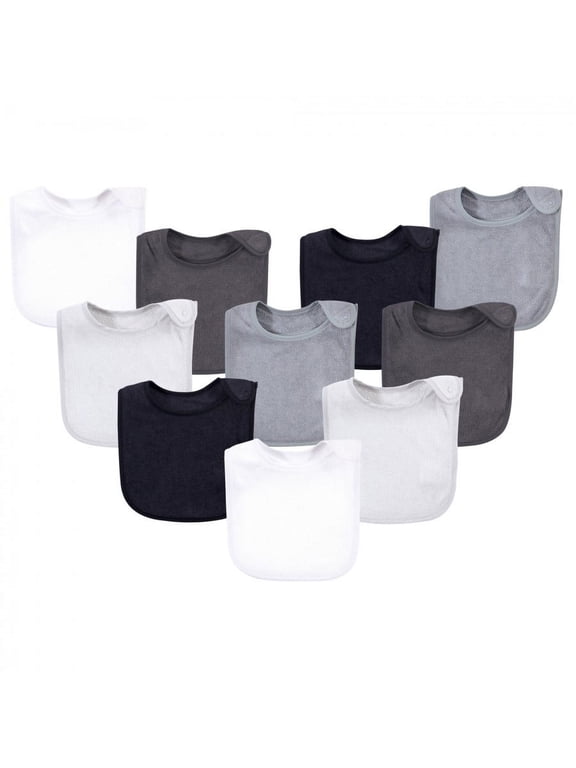 Infant Unisex Rayon from Bamboo Terry Bibs, Black White, One Size