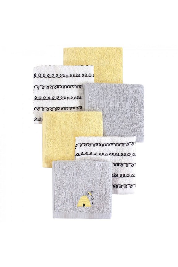 Infant Unisex Super Soft Cotton Washcloths, Bee, One Size