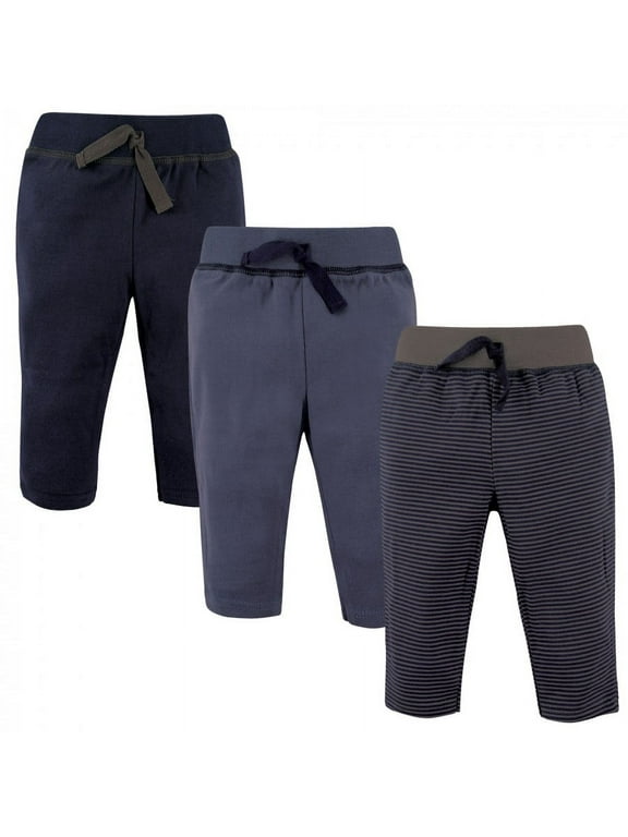 Infant and Toddler Boy Cotton Pants 3pk, Charcoal Stripe, 12-18 Months
