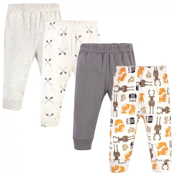 Hudson Baby Infant and Toddler Boy Cotton Pants 4pk, Boy Forest, 6-9 Months