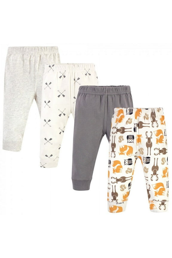 Infant and Toddler Boy Cotton Pants 4pk, Boy Forest, 6-9 Months