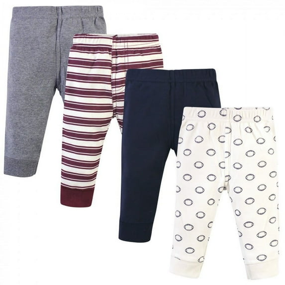 Hudson Baby Infant and Toddler Boy Cotton Pants 4pk, Football, 12-18 Months