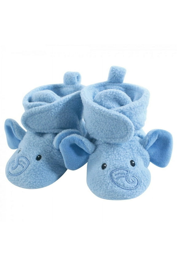 Infant and Toddler Boy Cozy Fleece Booties, Blue Elephant, 18-24 Months