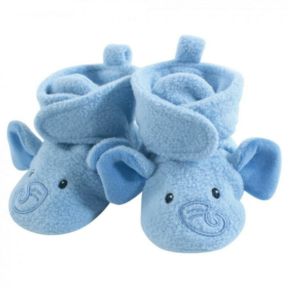 Hudson Baby Infant and Toddler Boy Cozy Fleece Booties, Blue Elephant, 6-12 Months