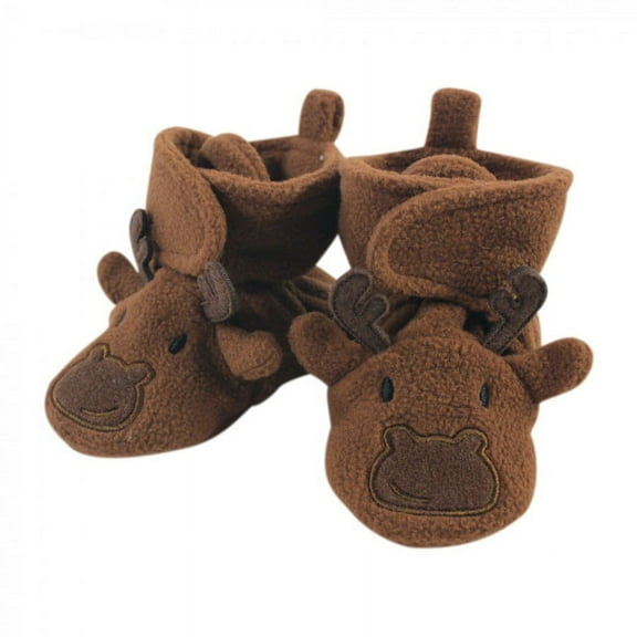 Hudson Baby Infant and Toddler Boy Cozy Fleece Booties, Moose, 0-6 Months