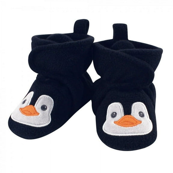 Hudson Baby Infant and Toddler Boy Cozy Fleece Booties, Navy Penguin, 12-18 Months