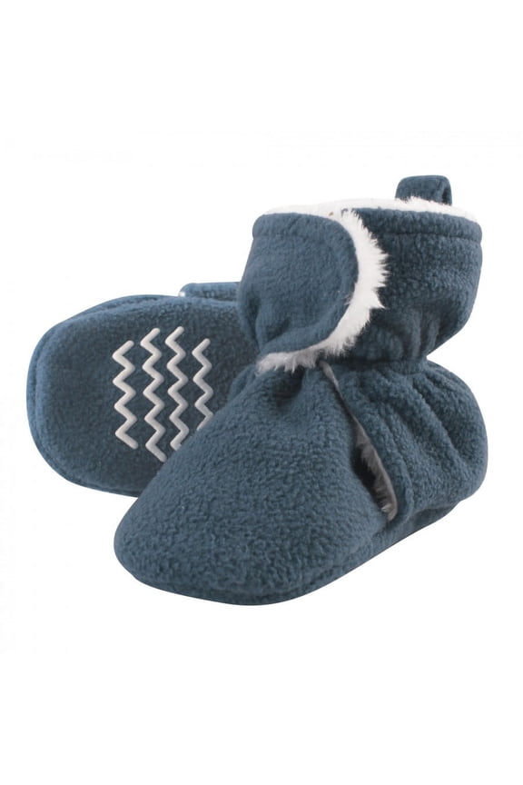 Infant and Toddler Boy Cozy Fleece and Faux Shearling Booties, Coronet Blue, 18-24 Months
