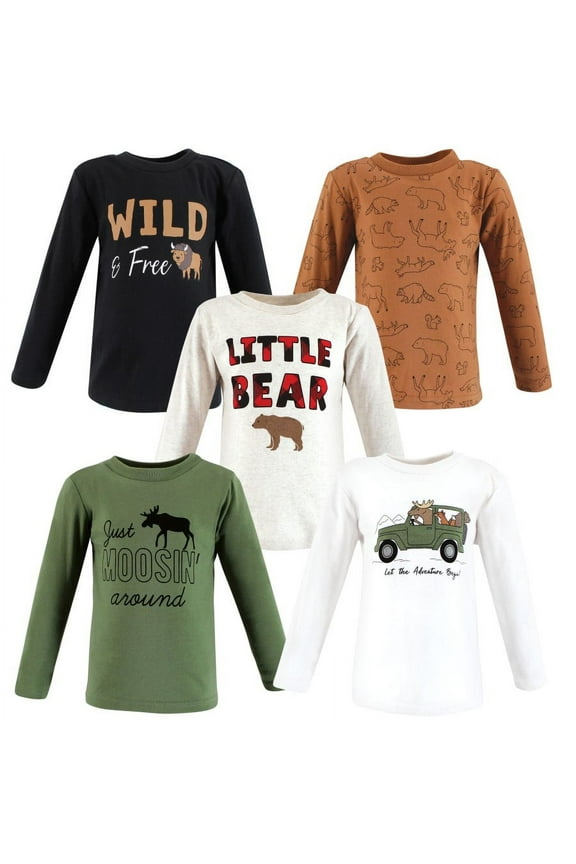 Infant and Toddler Boy Long Sleeve T-Shirts, Animal Adventure, 6-12 Months