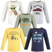 Hudson Baby Infant and Toddler Boy Long Sleeve T-Shirts, Beyond Awesome, 12-18 Months