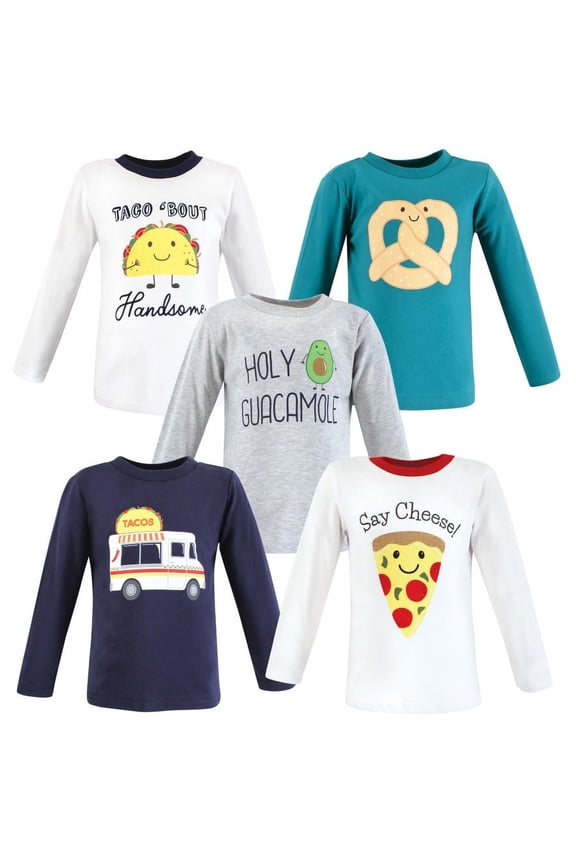 Infant and Toddler Boy Long Sleeve T-Shirts, Fun Food, 4 Toddler
