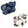 thumbnail image 1 of Hudson Baby Infant and Toddler Boy Quilted Booties 2pk, Moose Bear, 0-6 Months, 1 of 2