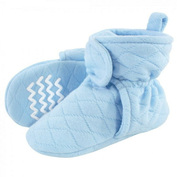 Hudson Baby Infant and Toddler Boy Quilted Booties, Light Blue, 0-6 Months