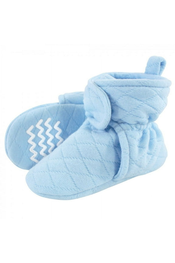 Infant and Toddler Boy Quilted Booties, Light Blue, 0-6 Months