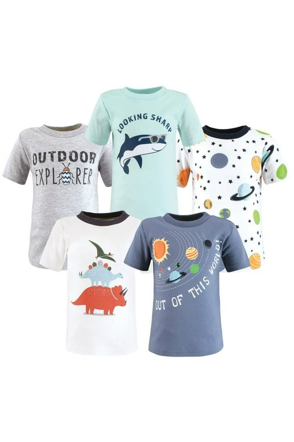 Infant and Toddler Boy Short Sleeve T-Shirts, Solar System Shark, 4 Toddler