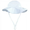 thumbnail image 1 of Hudson Baby Infant and Toddler Boy Sun Protection Hat, Blue White Stripe, 0-6 Months, 1 of 2