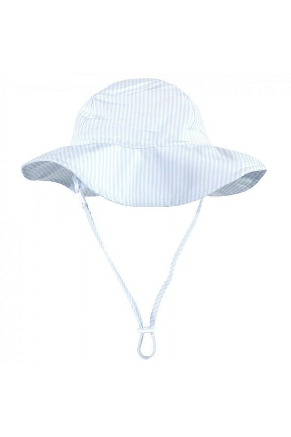 Infant and Toddler Boy Sun Protection Hat, Blue White Stripe, 2T-4T