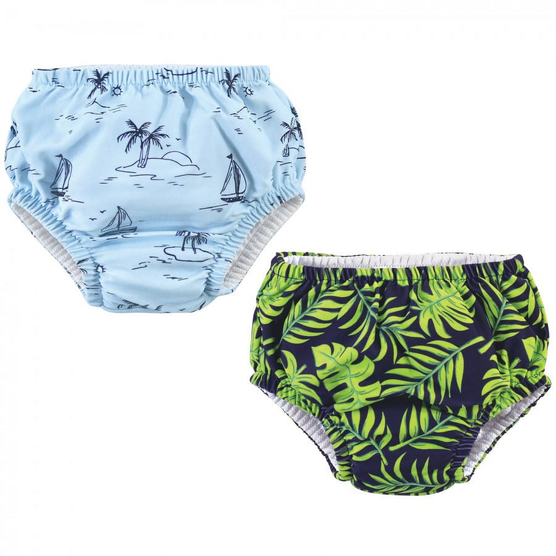 Hudson Baby Infant and Toddler Boy Swim Diapers, Tropical Leaves, 4 Toddler