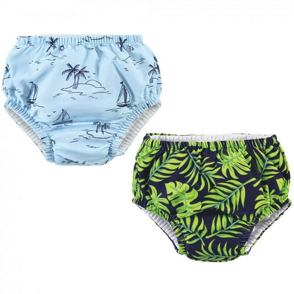 Hudson Baby Infant and Toddler Boy Swim Diapers, Tropical Leaves, 5 Toddler