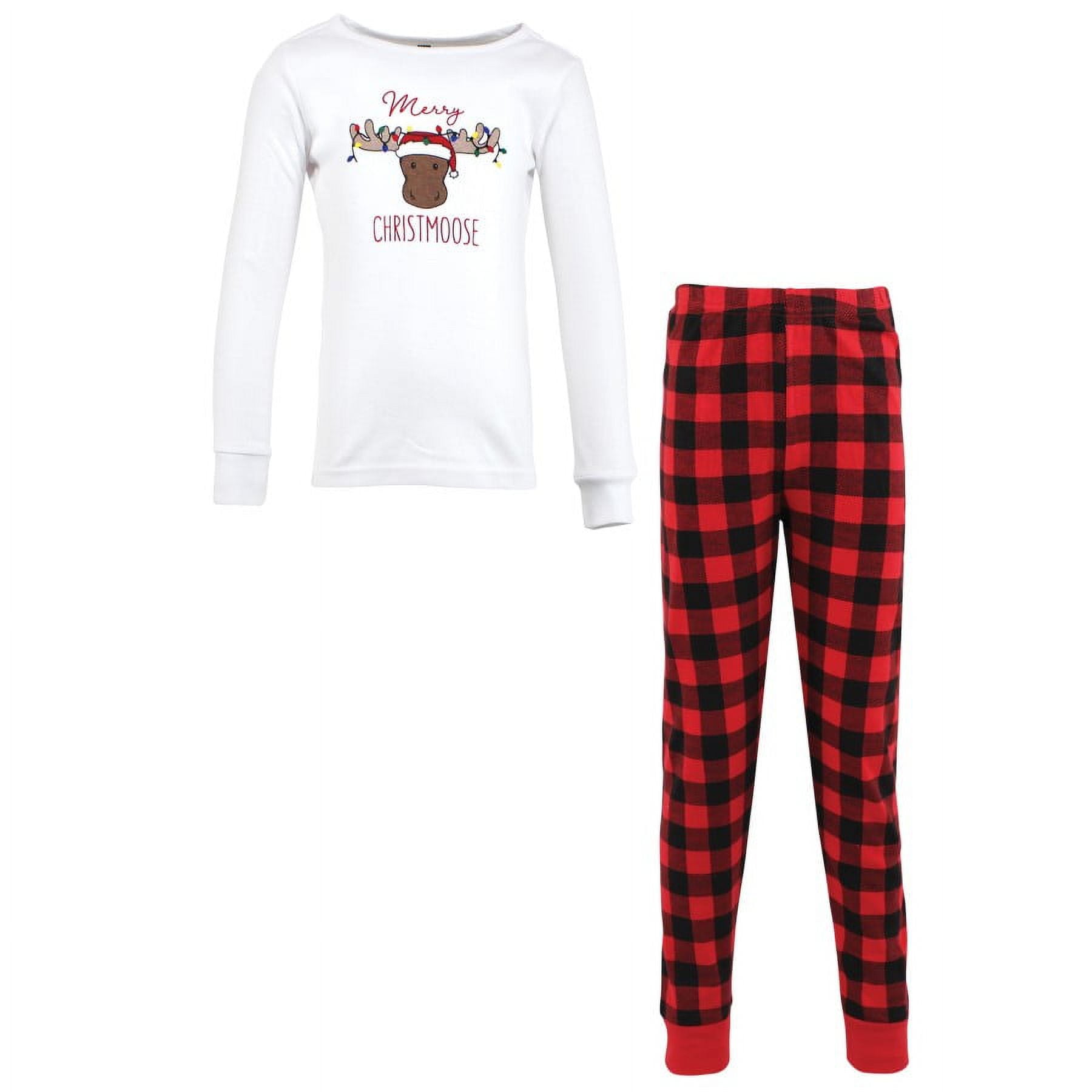 Hudson Baby Infant and Toddler Cotton Pajama Set, Christmoose, 3 Toddler