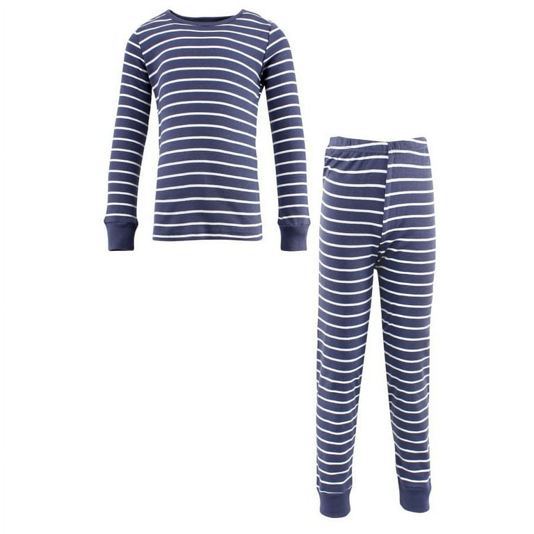 Hudson Baby Infant and Toddler Cotton Pajama Set Denim Blue Stripe 18 24 Months