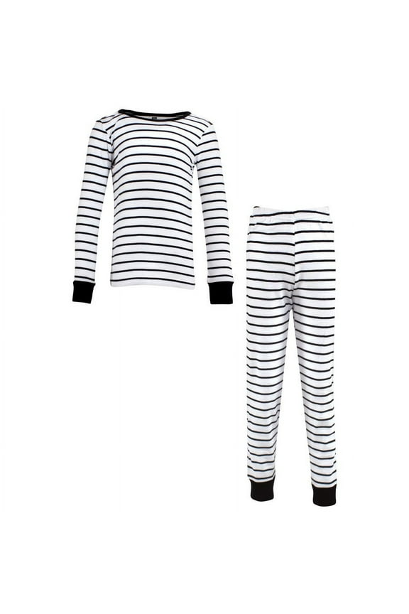 Hudson Baby Infant and Toddler Cotton Pajama Set, White Black Stripe, 18-24 Months
