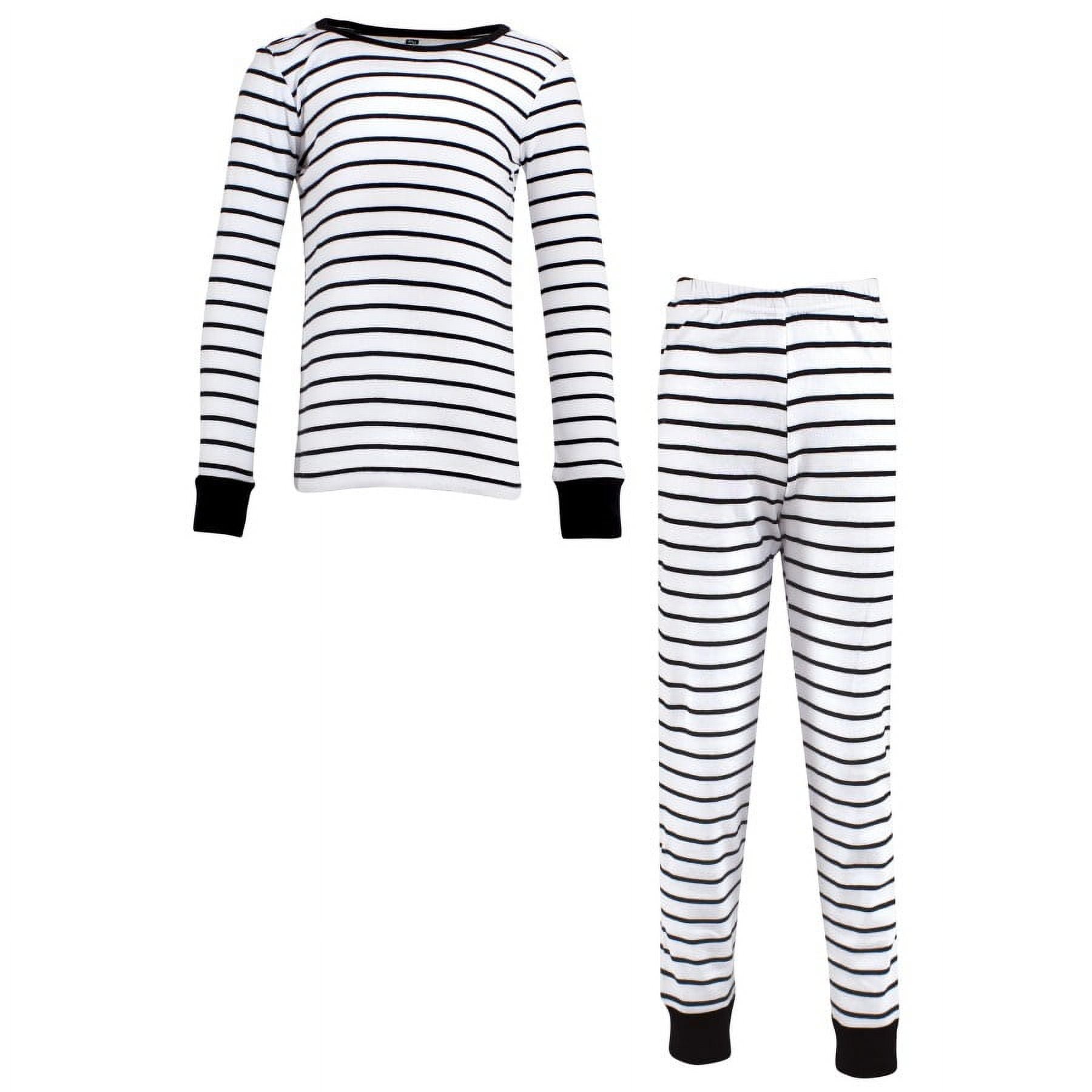 Hudson Baby Infant and Toddler Cotton Pajama Set, White Black Stripe, 6 Years