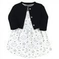 thumbnail image 1 of Hudson Baby Infant and Toddler Girl Cotton Dress and Cardigan 2pc Set, Dreamer, 3-6 Months, 1 of 4