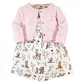 thumbnail image 1 of Hudson Baby Infant and Toddler Girl Cotton Dress and Cardigan 2pc Set, Enchanted Forest, 9-12 Months, 1 of 4