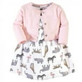 thumbnail image 1 of Hudson Baby Infant and Toddler Girl Cotton Dress and Cardigan 2pc Set, Modern Pink Safari, 4 Toddler, 1 of 3