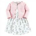 thumbnail image 1 of Hudson Baby Infant and Toddler Girl Cotton Dress and Cardigan Set, Bunny Floral, 3 Toddler, 1 of 5