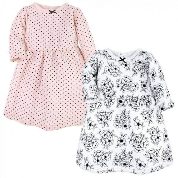 Hudson Baby Infant and Toddler Girl Cotton Dresses, Black Toile Pink, 18-24 Months
