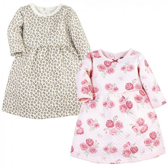 Hudson Baby Infant and Toddler Girl Cotton Dresses, Blush Rose Leopard, 3 Toddler